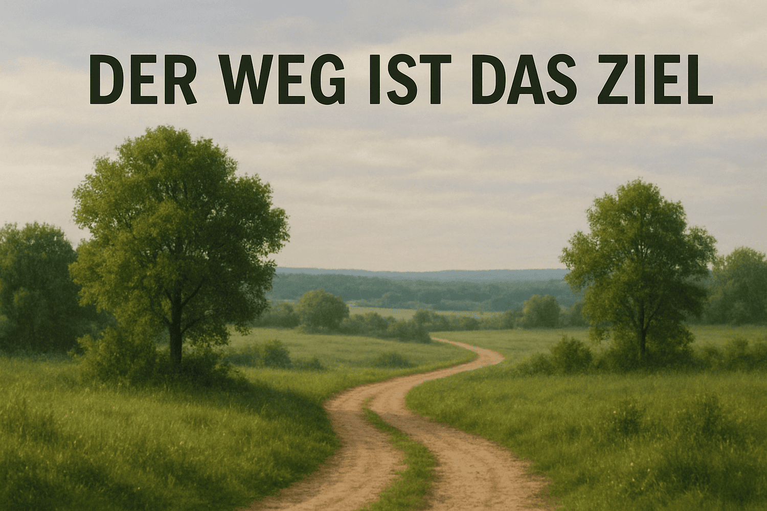 Der Weg ist das Ziel - schöne LAndschaft mit Bäumen und wiesen und einem Landweg
